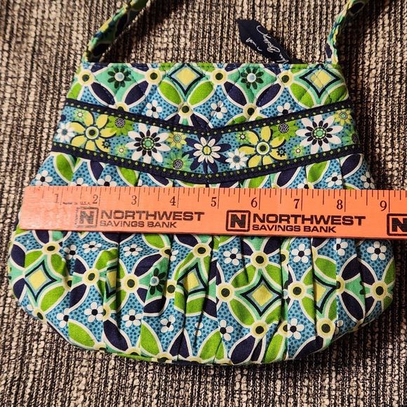 Vera Bradley Daisy Daisy Small Tote Purse Shoulder Bag Blue Green RETIRED - Picture 15 of 15